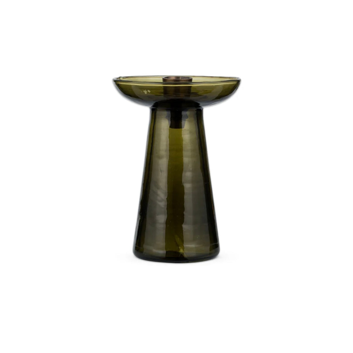 Avyn Small Recycled Glass Candle Holder | Forest Green