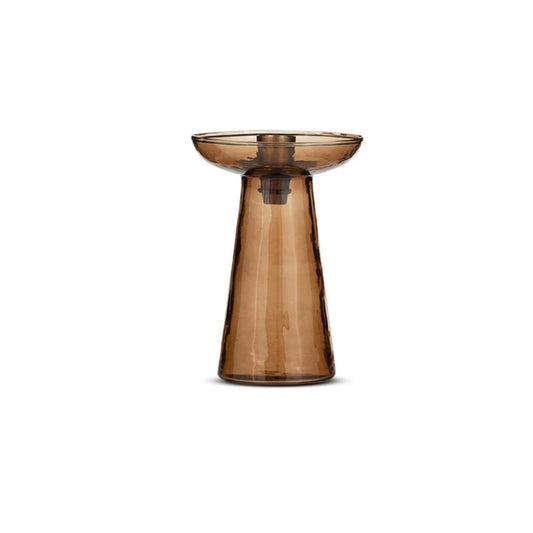 Avyn Small Recycled Glass Candle Holder | Smoke Amber