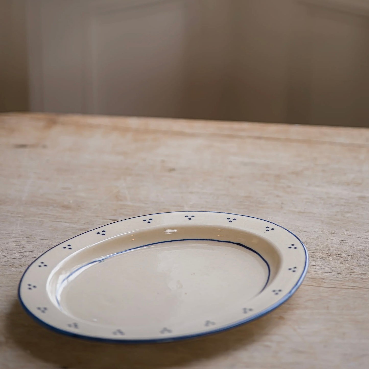 Small Oval Platter | Cream + Blue