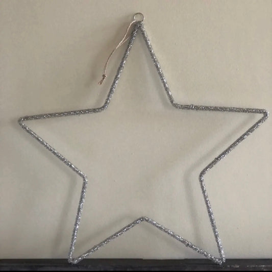 Large Silver Glass Beaded Star