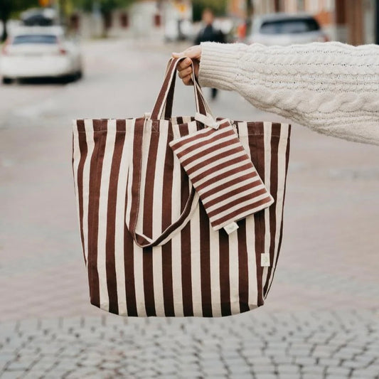 Organic Original Tote Bag | Striped Brown