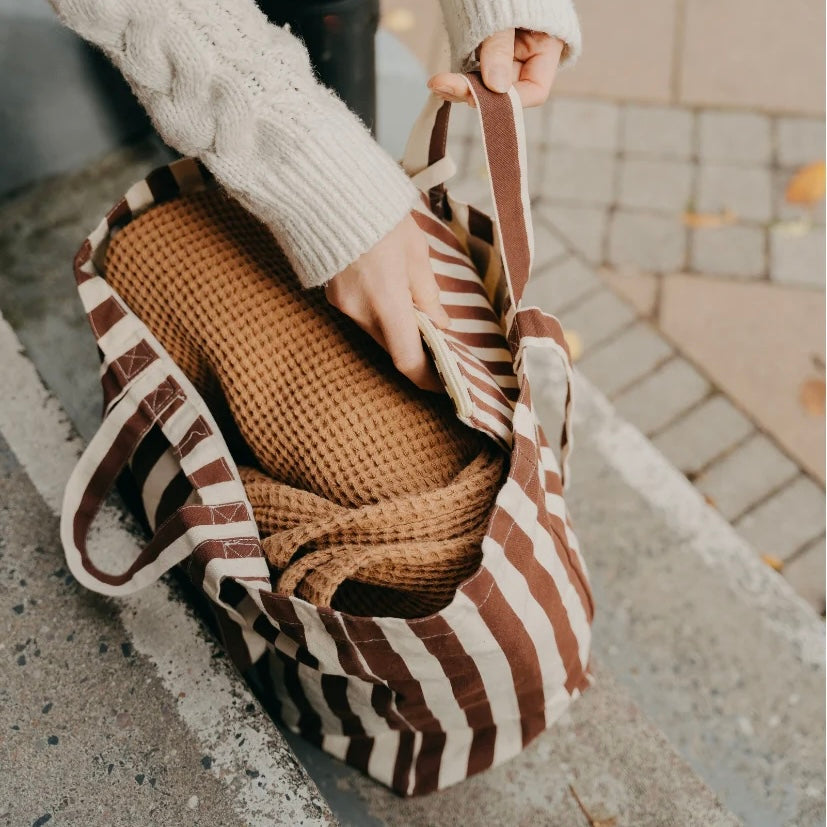 Organic Original Tote Bag | Striped Brown