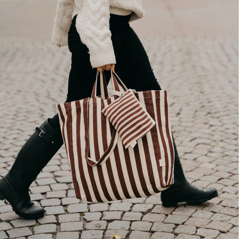 Organic Original Tote Bag | Striped Brown