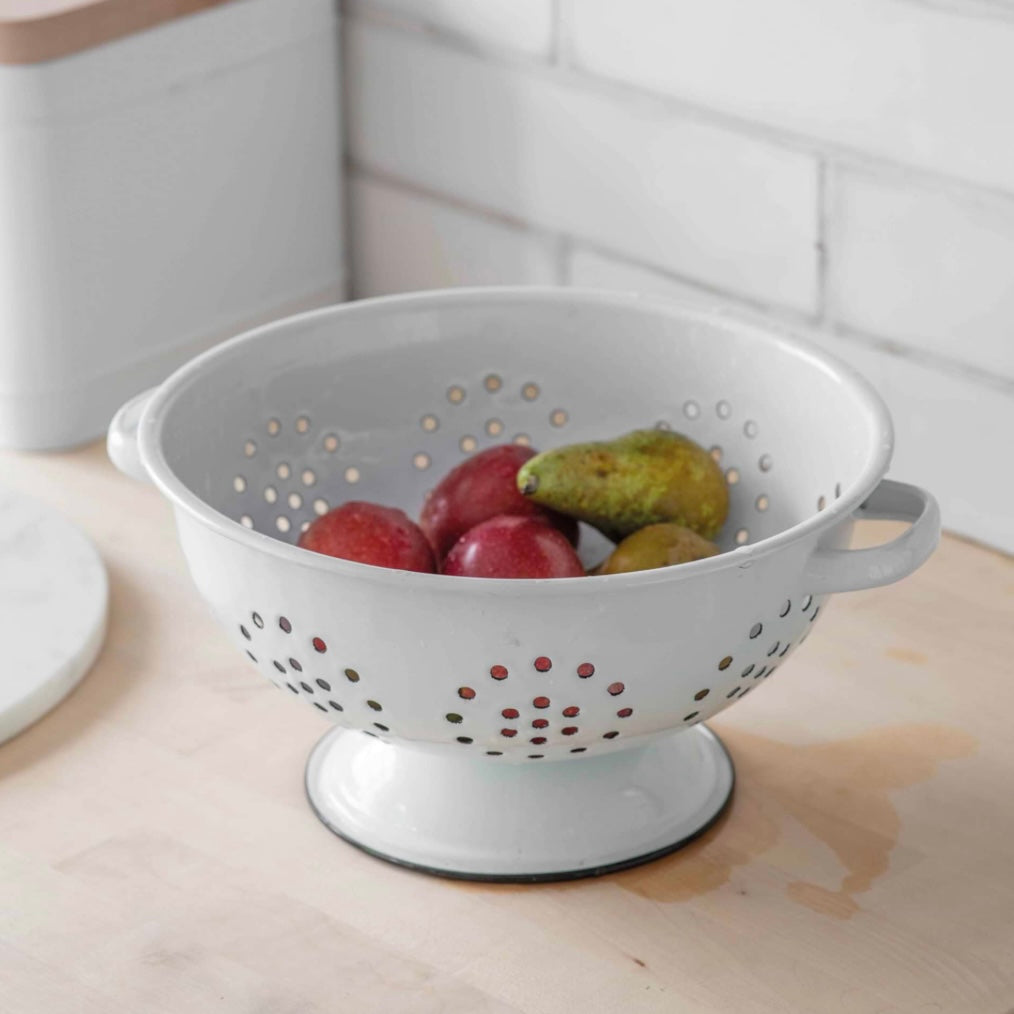 Enamel Colander | White