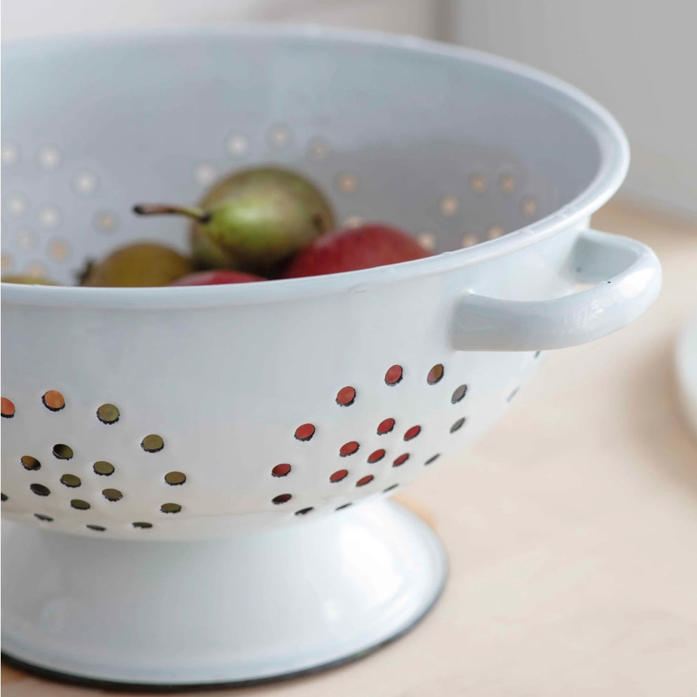 Enamel Colander | White