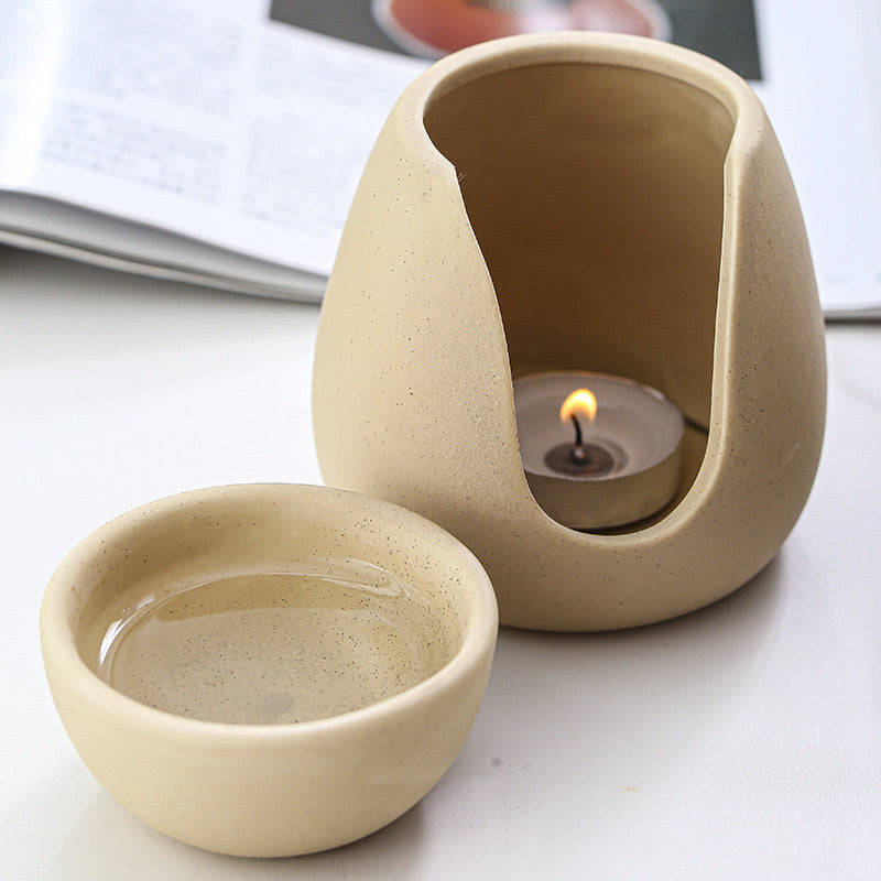 Ceramic Oil + Wax Melt Burner | Beige