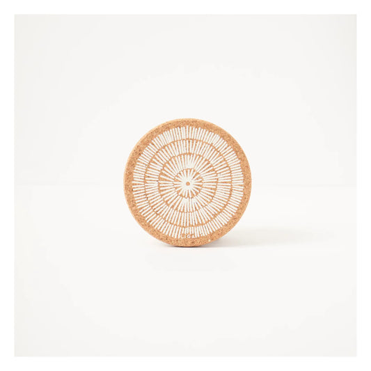 Cork Coasters | Sandy Lines | White