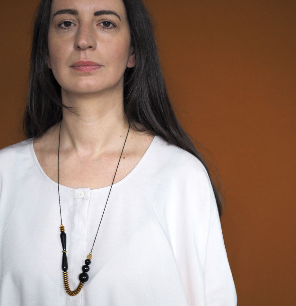 Consta Onyx + Spear Teardrops | Long Necklace