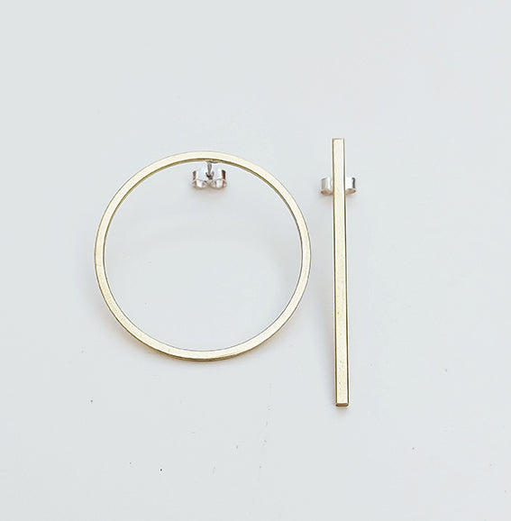 Liviana Large Brass Circle + Bar Std Earrings