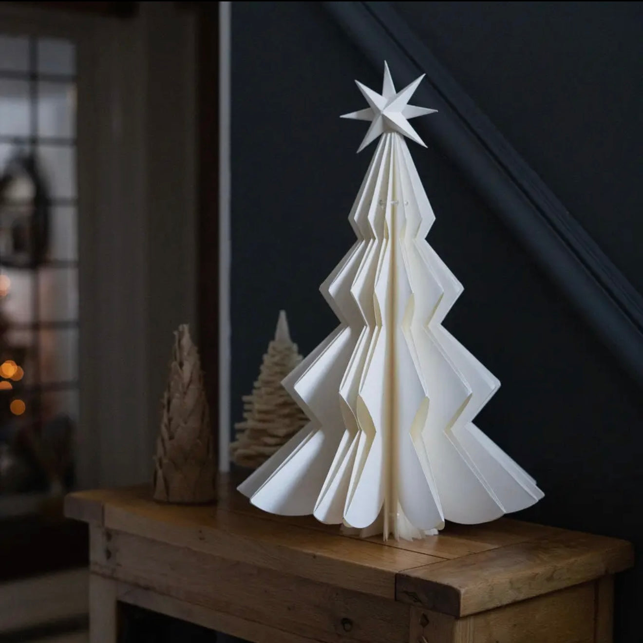 Freestanding White Paper Christmas Tree