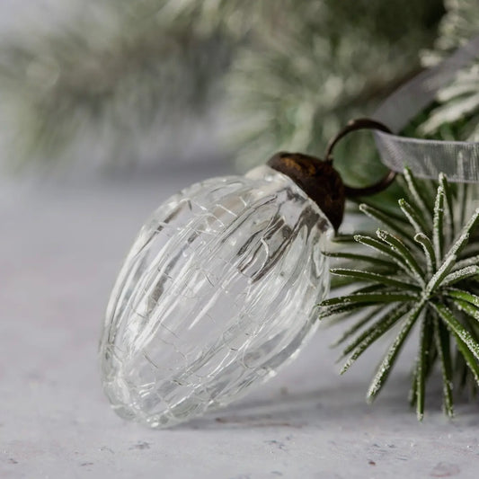 Small Crackle Glass Decoration | Pinecone
