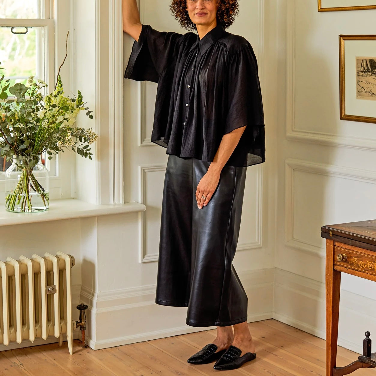 Darcy Faux Leather Trousers | Black