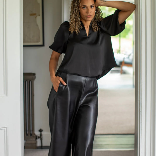 Darcy Faux Leather Trousers | Black