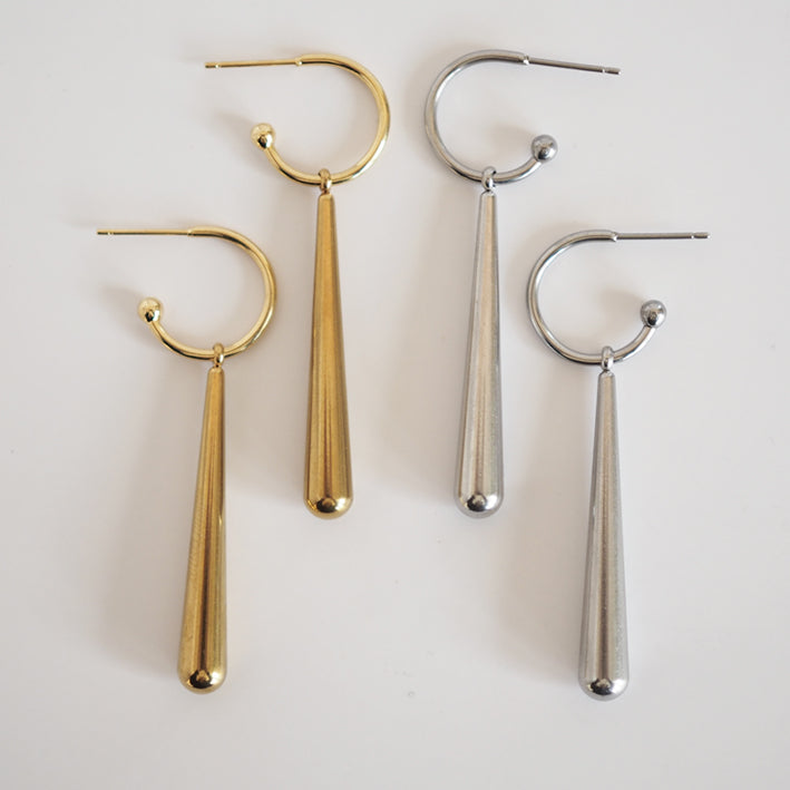 KIRA Long Teardrop Earrings | Silver