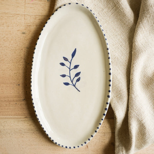 Hand Painted Botanic Oval Plate | Ink