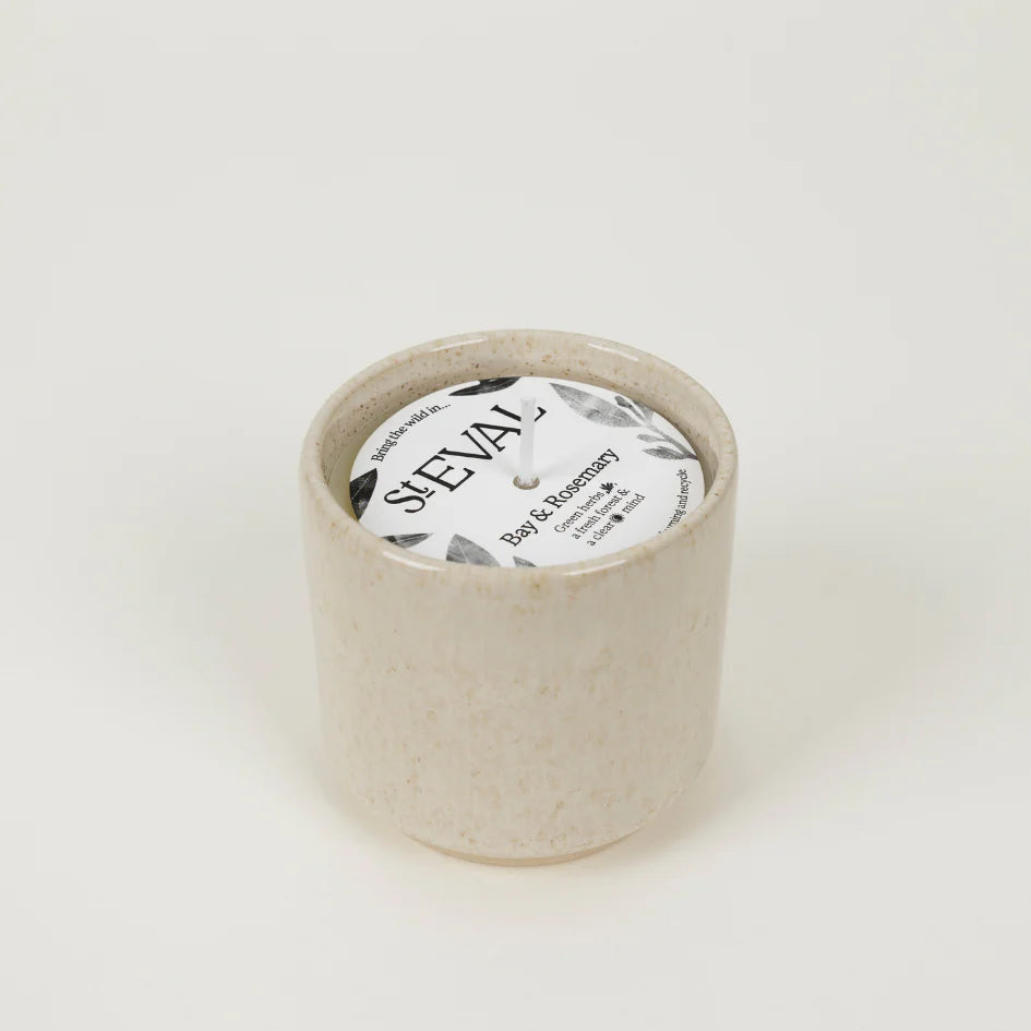 Bay + Rosemary Candle | Sand Dune Ceramic Pot