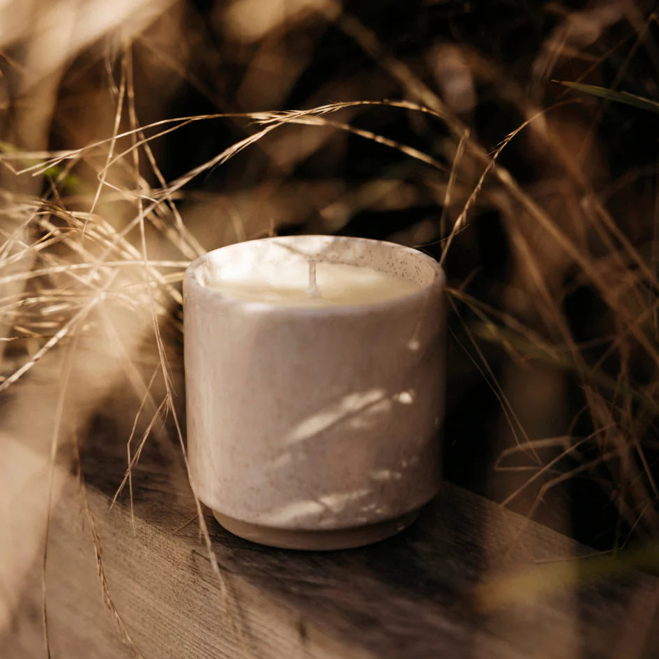 Bay + Rosemary Candle | Sand Dune Ceramic Pot