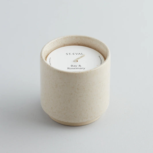 Bay + Rosemary Candle | Sand Dune Ceramic Pot