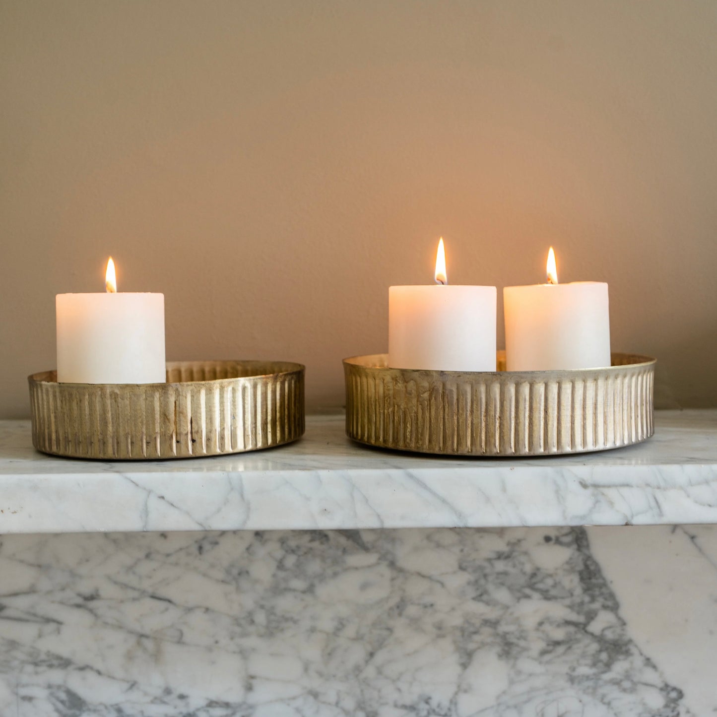 Metal Reeded Tray | Set Of 2