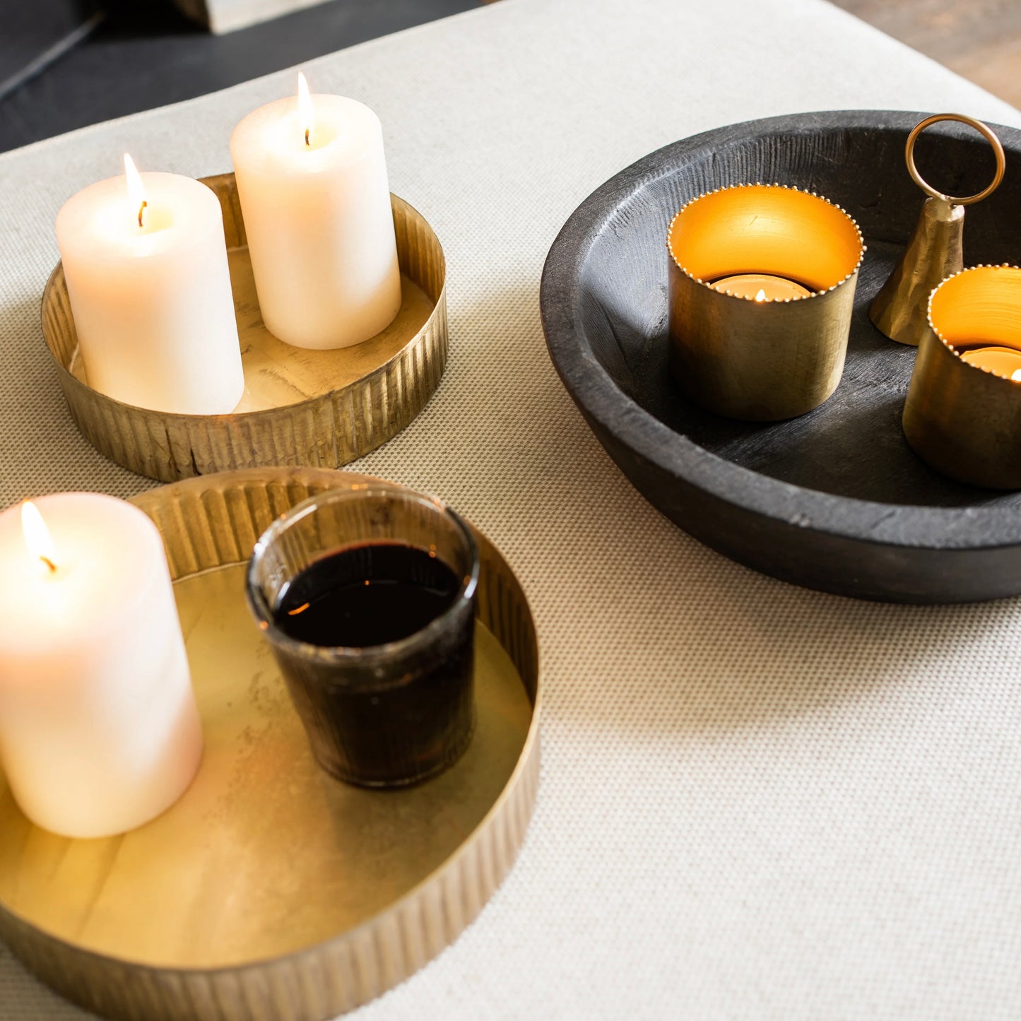 Metal Reeded Tray | Set Of 2