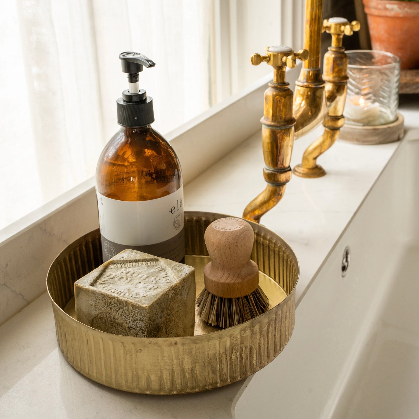 Metal Reeded Tray | Set Of 2