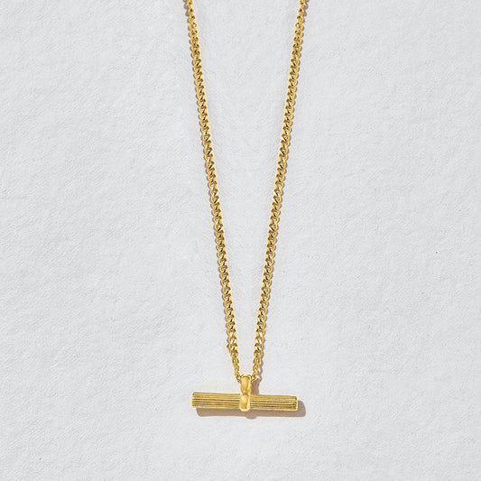 Ezra Gold T-Bar Necklace | Water Resistant
