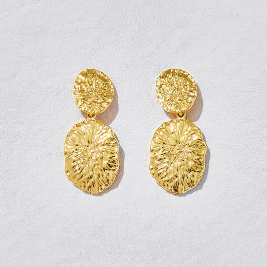 Neptune Gold Disc Earrings | Water Resistant