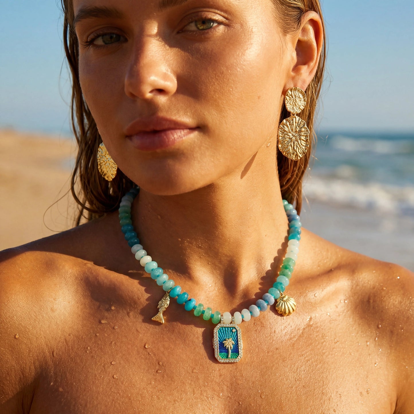 Neptune Gold Disc Earrings | Water Resistant
