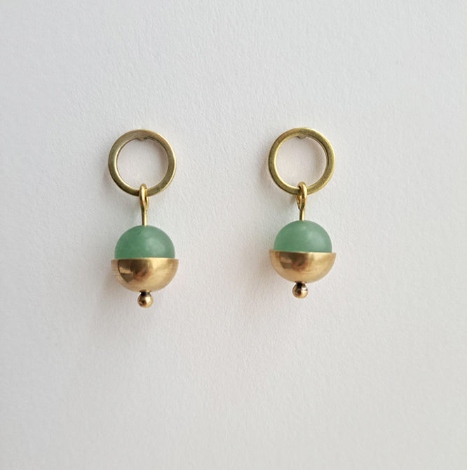 FORM Brass + Green Aventurine Earrings
