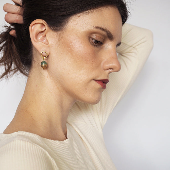 FORM Brass + Green Aventurine Earrings