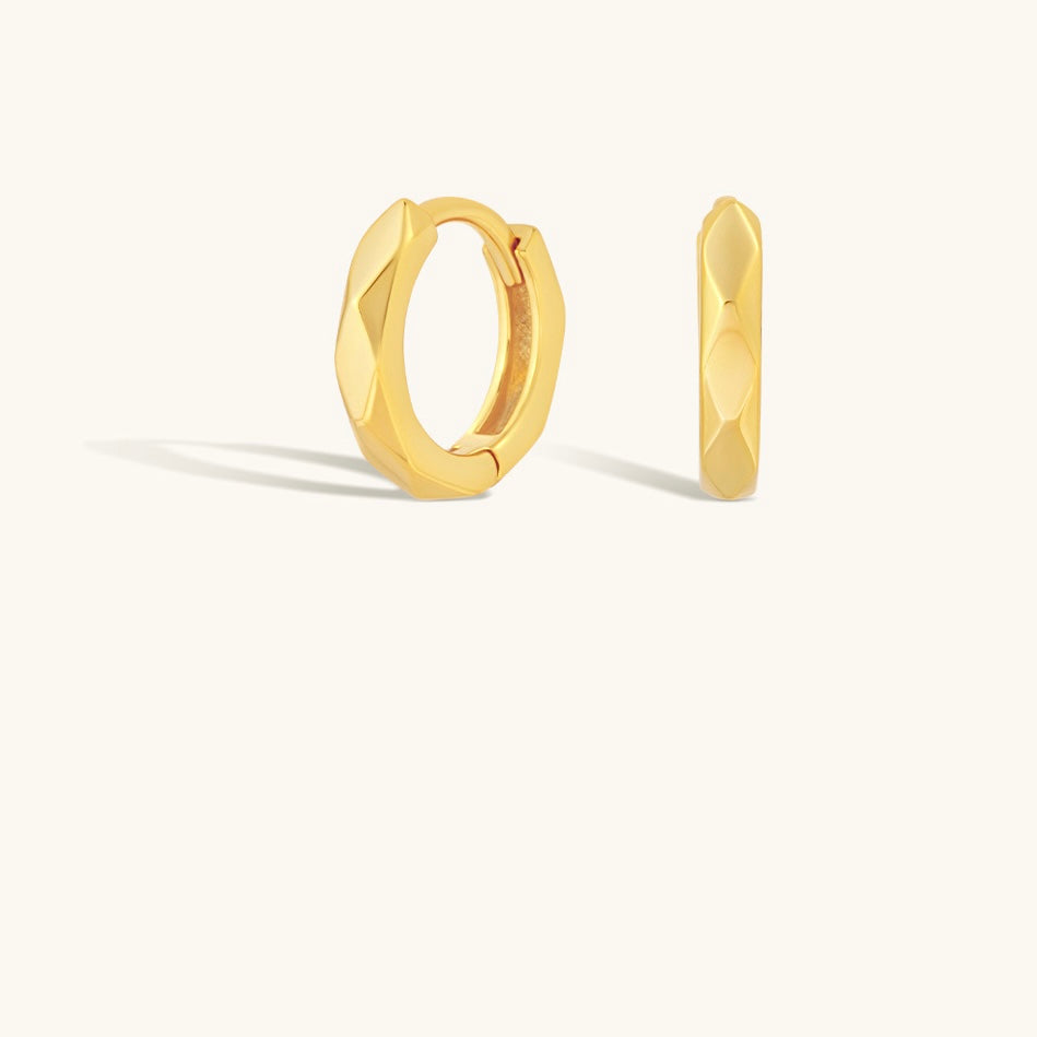 Ava Faceted Huggie Hoops
