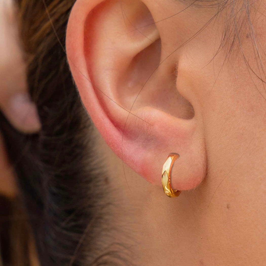Ava Faceted Huggie Hoops